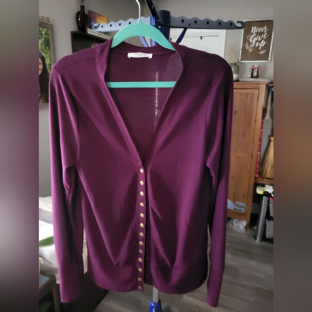XL Plum Zenana Snap Cardigan